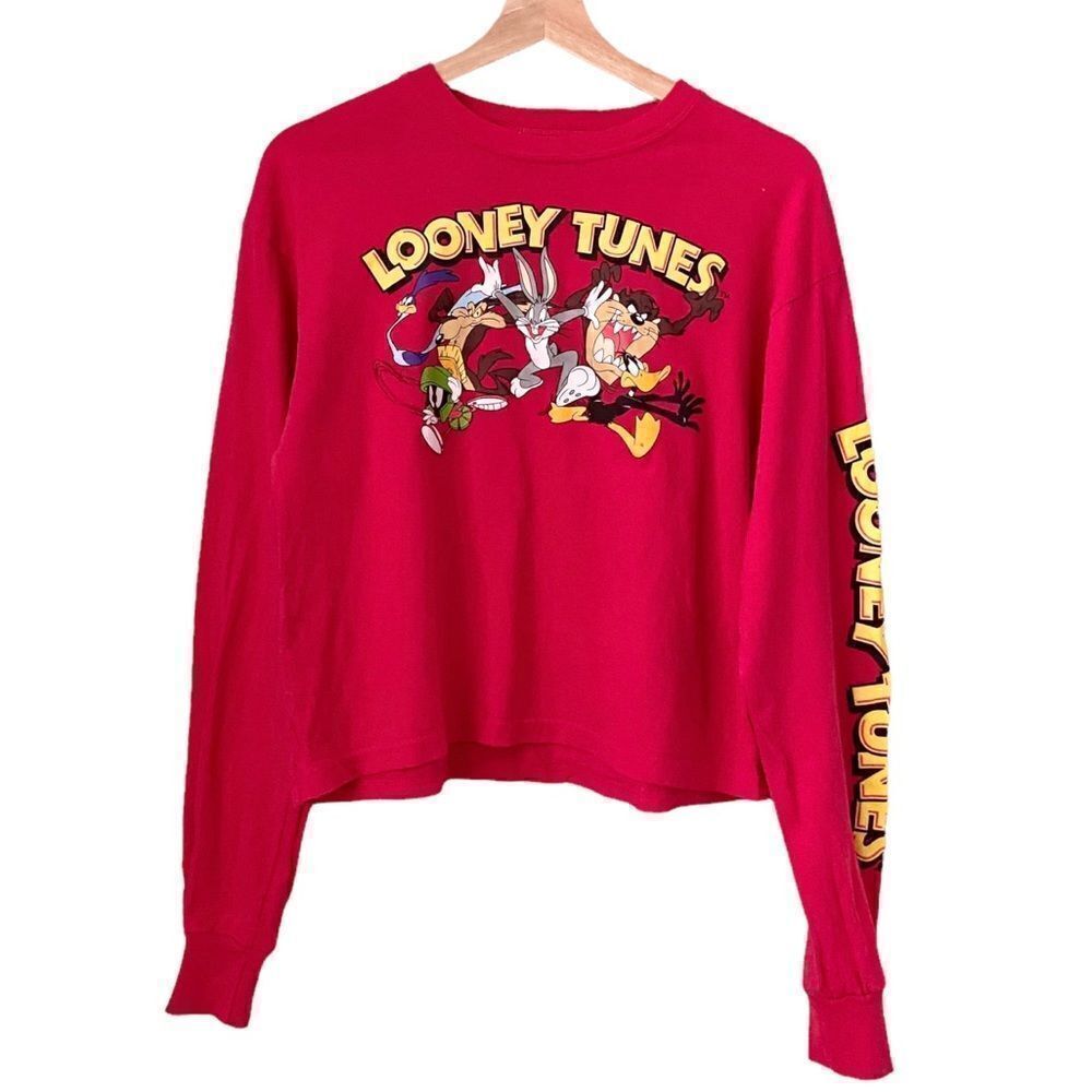 Looney Tunes Red Crop Top Long Sleeve in Size XS